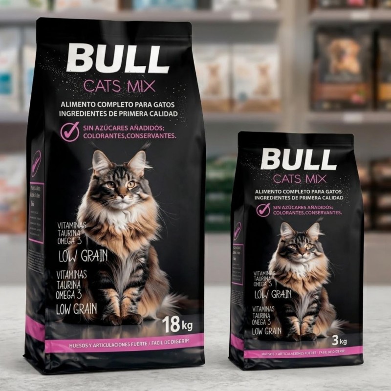 Pienso Bull Cat 18kg | Alimento Proteico para Gatos Adultos
