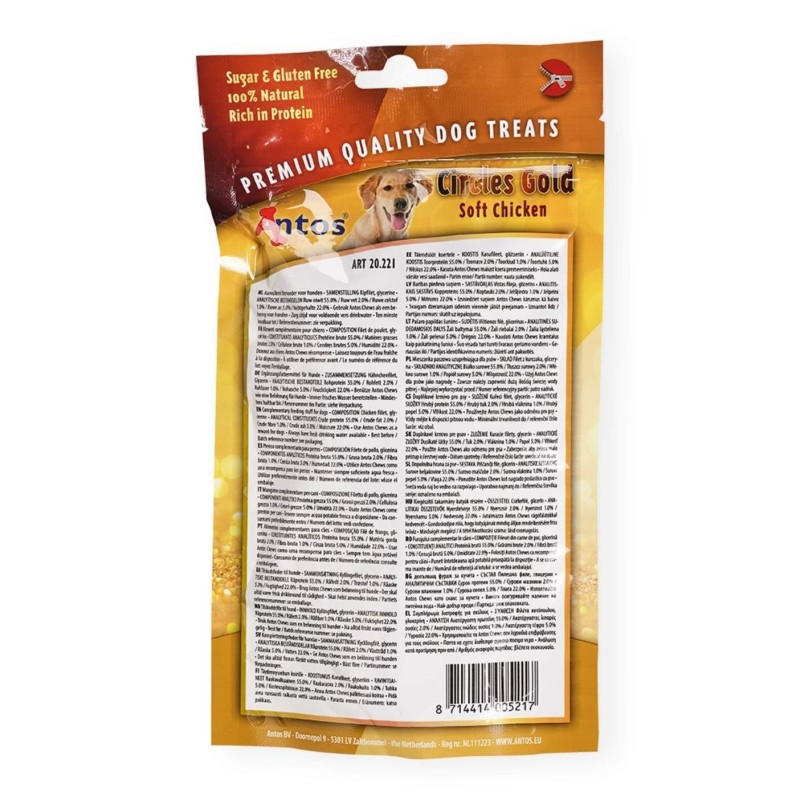 Antos Circles Gold Snack de Pollo para Perros | 100 gr
