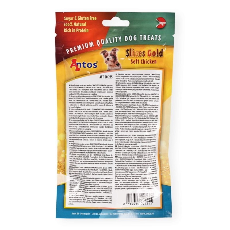 Antos Slices Gold Snacks en Tiras para Perros | 100g, 400g y Packs Ahorro