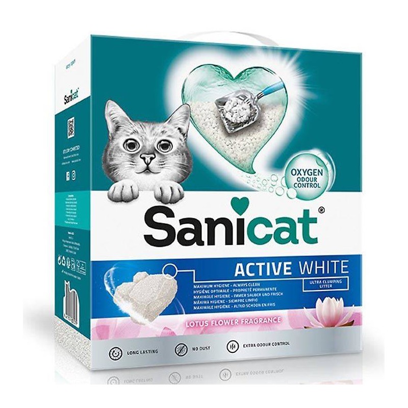 Sanicat Active White Lotus Flower arena aglomerante para gatos 9L.