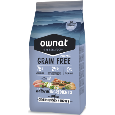Ownat Grain Free Prime Senior Pollo & Pavo 3kg y 12kg | Pienso Perros Senior
