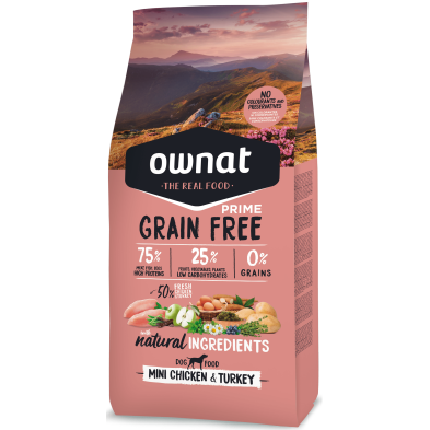 Ownat Grain Free Prime Mini Pollo y Pavo | Pienso Perros Pequeños Sin Cereales