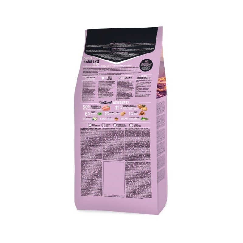 Ownat Grain Free Prime Sterilized Gatos 1kg, 3kg y 8kg | Pienso Sin Cereales