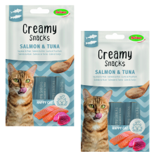 Bubimex Snack Cremoso Gatos Felices Salmón y Atún 4x60g - Nutrición Saludable y Sabrosa