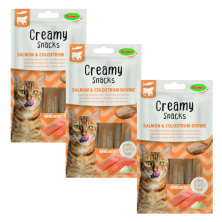 Bubimex Snack Cremoso Salmón y Calostro 4x60g - Refuerzo Inmunológico para Gatos