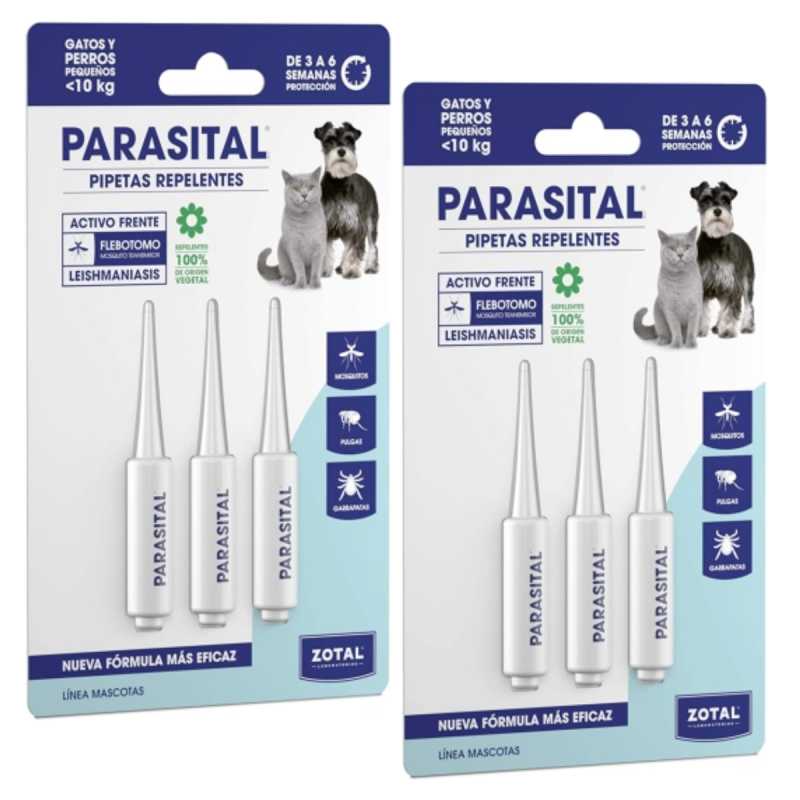 Parasital Pipetas Gatos y Perros Pequeños x 3 Uds | Repelente contra Pulgas, Garrapatas y Mosquitos