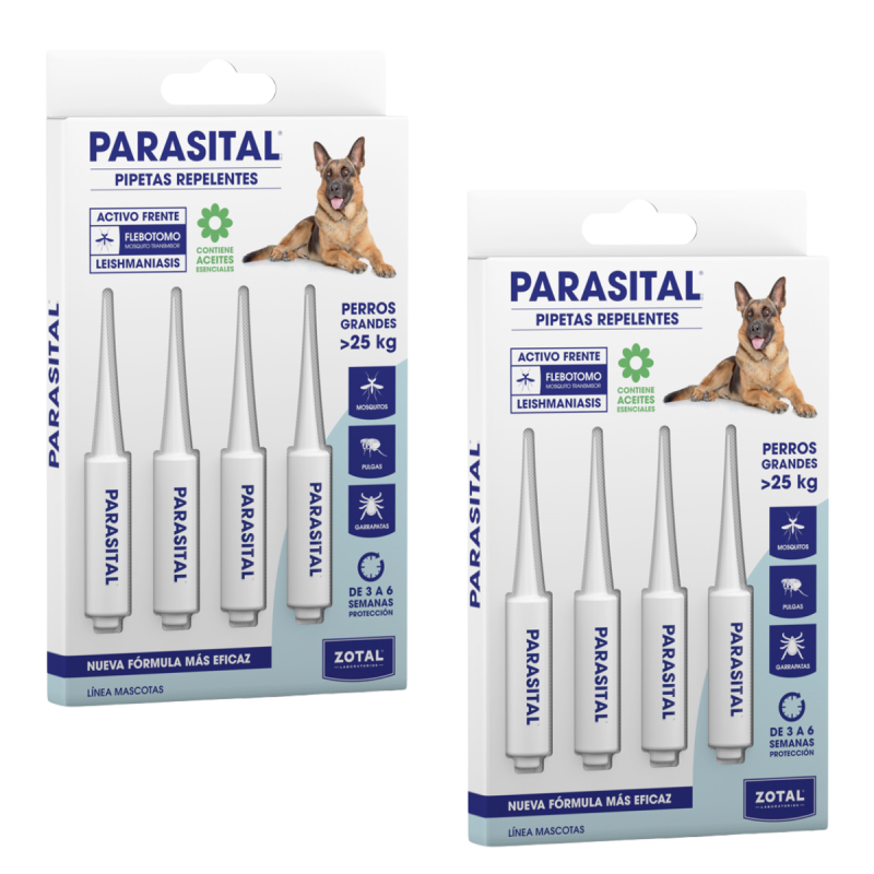 Parasital Pipeta Perros Grandes x4Uds | Repelente contra Pulgas, Garrapatas y Mosquitos