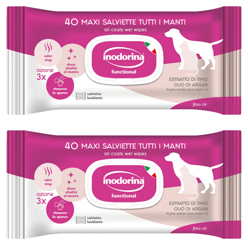 Inodorina 40 Maxi Toallitas Perros y Gatos - Aceite de Argán