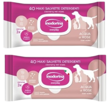 Inodorina 40 Maxi Toallitas Agua de Rosa Perros y Gatos - Frescura y Cuidado
