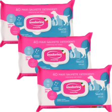 Inodorina 40 Toallitas Perros y Gatos - Talco | Limpieza y Suavidad