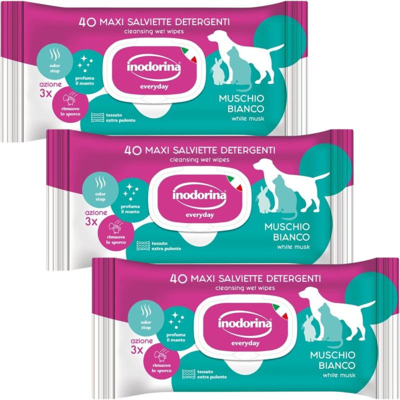 Inodorina 40 Toallitas Perros y Gatos - Musgo Blanco | Frescura y Limpieza