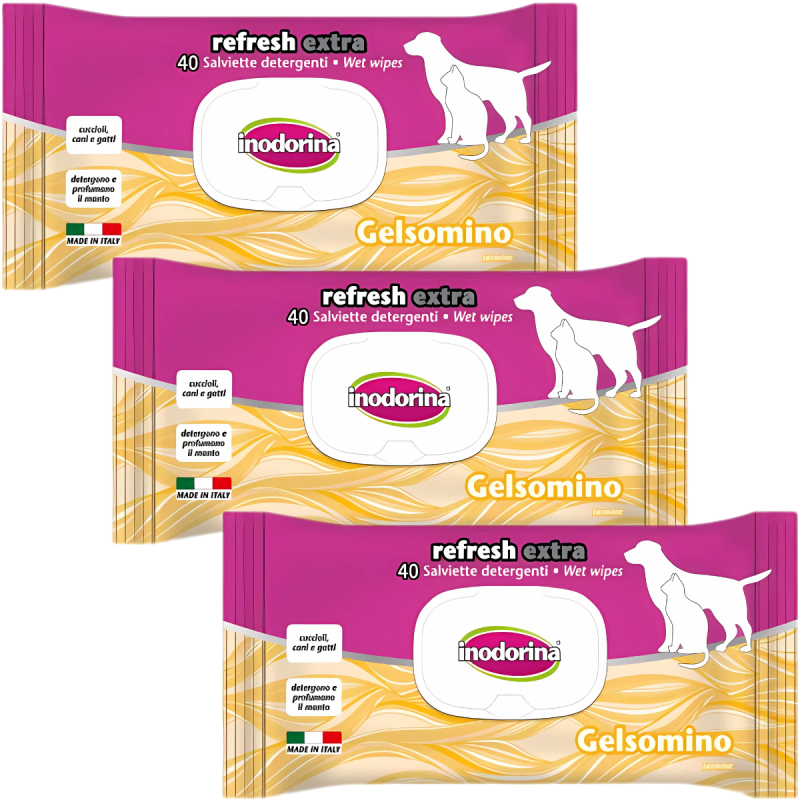 Inodorina 40 Toallitas Perros y Gatos - Jazmín | Higiene y Aroma Floral
