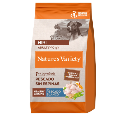 Pienso Perros Pequeños Adultos Nature’s Variety Mini Pescado Blanco con Cereales Saludables | Supienso