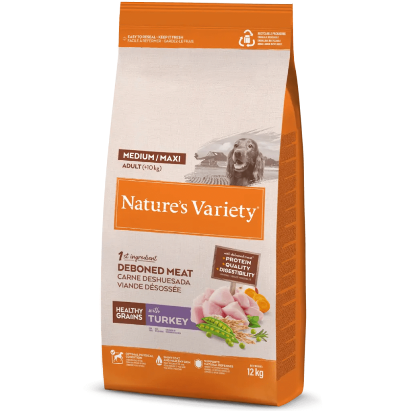 Nature's Variety Adult Medium/Maxi Pavo – Pienso para Perro Adulto con Healthy Grain