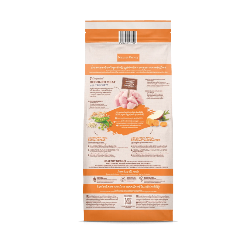 Nature's Variety Adult Medium/Maxi Pavo – Pienso para Perro Adulto con Healthy Grain