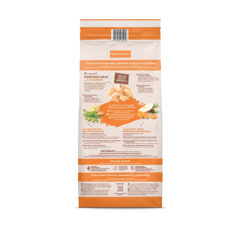 Nature's Variety Adult Medium/Maxi No Grain Pollo Campero – Pienso para Perro Adulto sin Cereales