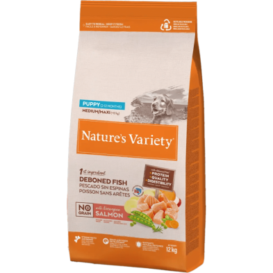 Nature's Variety Puppy Medium/Maxi No Grain Salmón – Pienso para Cachorro de Perro sin Cereales