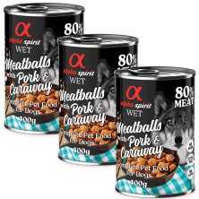 Alpha Spirit Albóndigas de Cerdo y Alcaravea 200 gr y 400 gr - Alimentación Natural para Perros