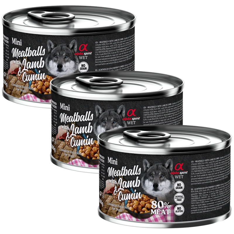 Albóndigas de Cordero y Comino 400 gr Alpha Spirit - Sabor y Nutrición Natural para Perros