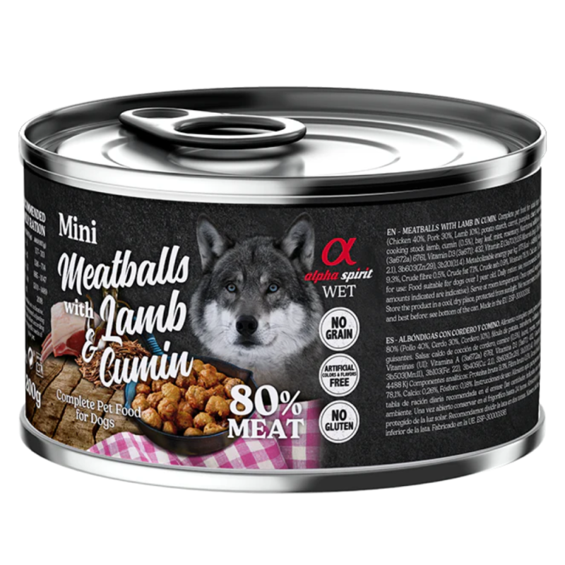 Albóndigas de Cordero y Comino 400 gr Alpha Spirit - Sabor y Nutrición Natural para Perros