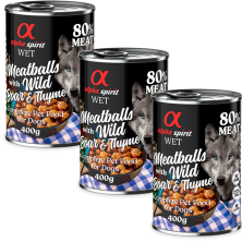Alpha Spirit Albóndigas de Jabalí y Tomillo 200 gr y 400 gr - Deliciosa Comida Natural para Perros