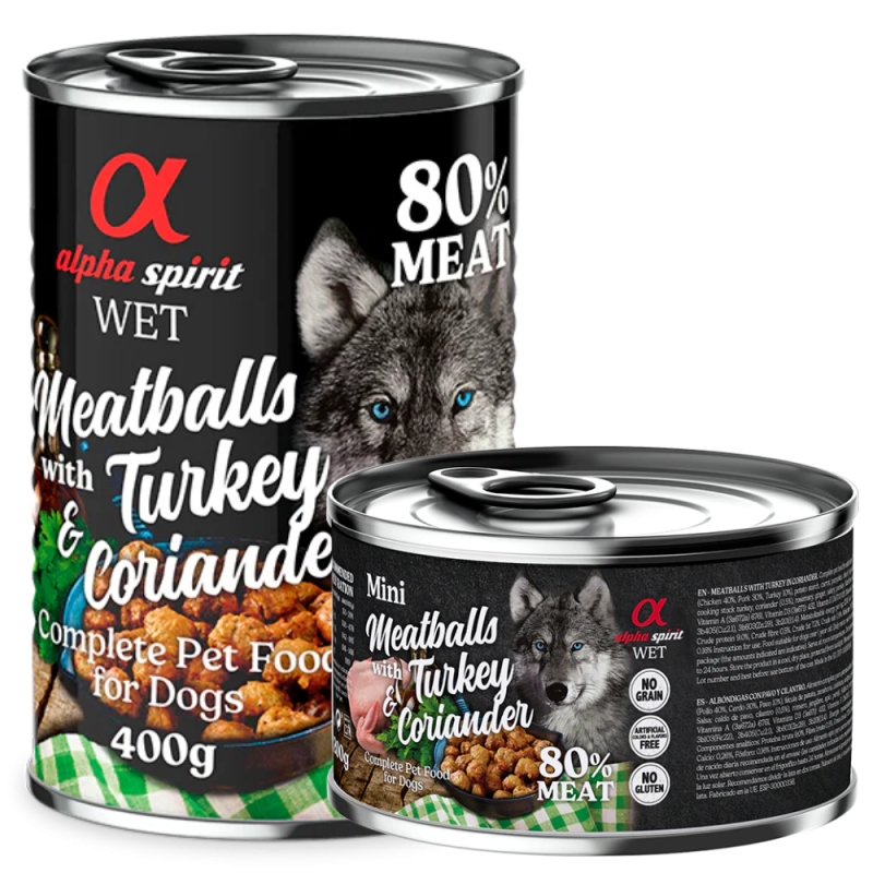 Albóndigas de Pavo y Cilantro 200 gr y 400 gr Alpha Spirit - Nutrición Natural y Sabrosa para Perros
