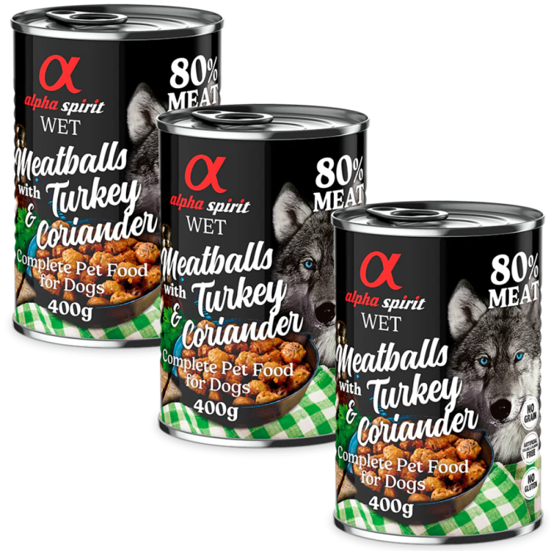 Albóndigas de Pavo y Cilantro 200 gr y 400 gr Alpha Spirit - Nutrición Natural y Sabrosa para Perros