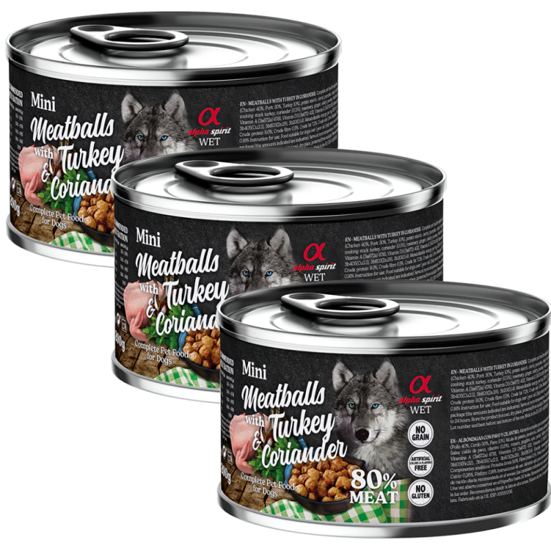 Albóndigas de Pavo y Cilantro 200 gr y 400 gr Alpha Spirit - Nutrición Natural y Sabrosa para Perros