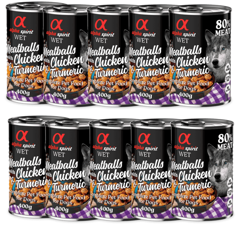 Alpha Spirit Albóndigas de Pollo y Cúrcuma 200 gr y 400 gr - Nutrición Natural y Saludable para Perros