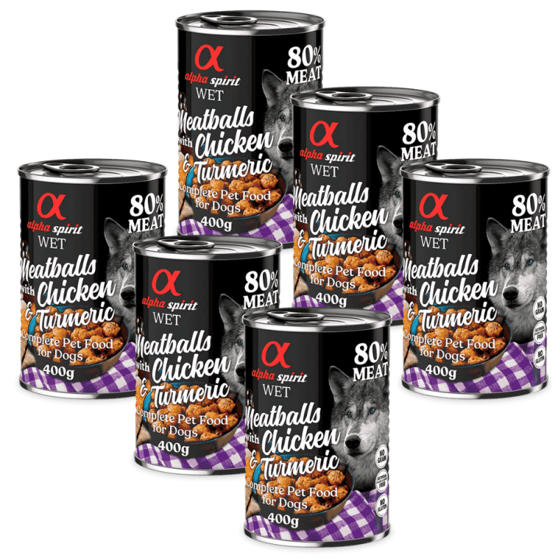 Alpha Spirit Albóndigas de Pollo y Cúrcuma 200 gr y 400 gr - Nutrición Natural y Saludable para Perros