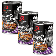 Alpha Spirit Albóndigas de Pollo y Cúrcuma 200 gr y 400 gr - Nutrición Natural y Saludable para Perros