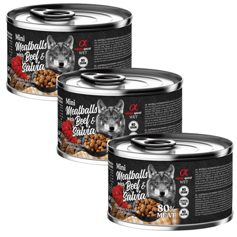 Albóndigas de Ternera y Salvia 200 gr y 400 gr Alpha Spirit - Nutrición Natural y Sabrosa para Perros