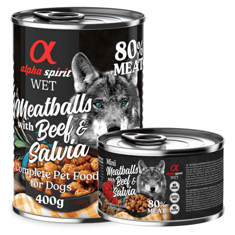 Albóndigas de Ternera y Salvia 200 gr y 400 gr Alpha Spirit - Nutrición Natural y Sabrosa para Perros