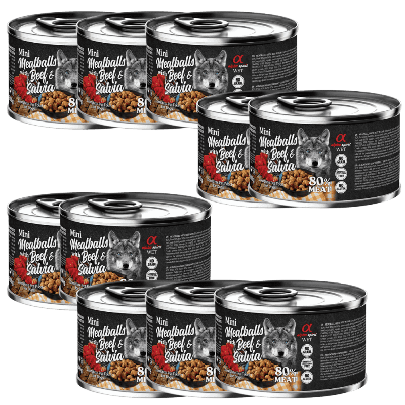 Albóndigas de Ternera y Salvia 200 gr y 400 gr Alpha Spirit - Nutrición Natural y Sabrosa para Perros