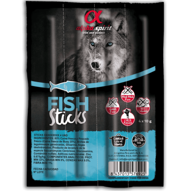 Barrita Pescado Alpha Spirit Caja 16x4 Uds | Snack Natural para Perros