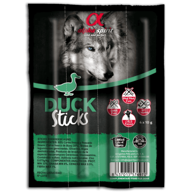 Barrita Pato Alpha Spirit Caja 16x4 Uds | Snack Natural para Perros