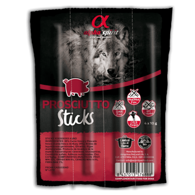 Barrita Jamón Alpha Spirit Caja 16x4 Uds | Snack Natural para Perros