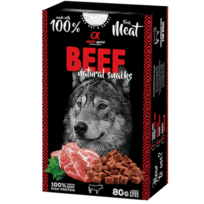Alpha Spirit Snack Natural Perro Ternera 6x80gr – Sabores Naturales y Nutritivos para tu Perro