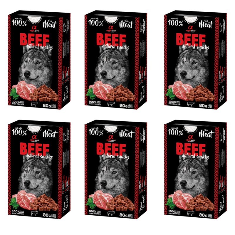 Alpha Spirit Snack Natural Perro Ternera 6x80gr – Sabores Naturales y Nutritivos para tu Perro