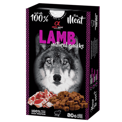 Alpha Spirit Snack Natural Perro Cordero 6x80gr – Sabores Naturales y Nutritivos para tu Perro