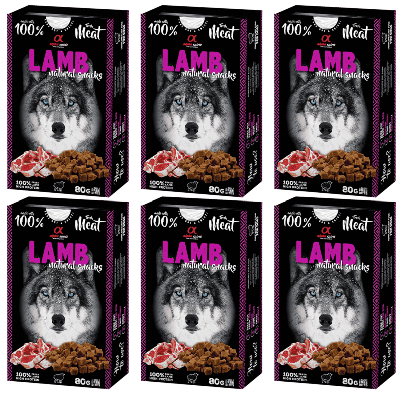 Alpha Spirit Snack Natural Perro Cordero 6x80gr – Sabores Naturales y Nutritivos para tu Perro