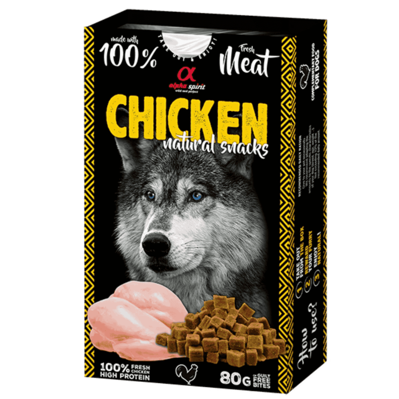 Alpha Spirit Snack Natural Perro Pollo 6x80gr – Sabores Naturales y Nutritivos para tu Perro