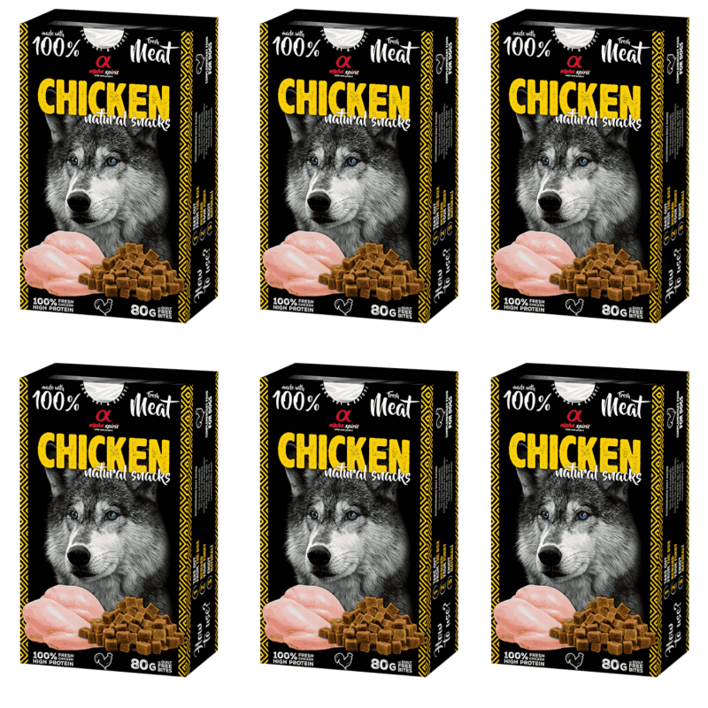 Alpha Spirit Snack Natural Perro Pollo 6x80gr – Sabores Naturales y Nutritivos para tu Perro