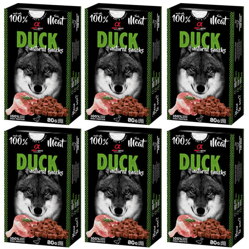 Alpha Spirit Snack Natural Perro Pato 6x80gr – Sabores Naturales y Nutritivos para tu Perro