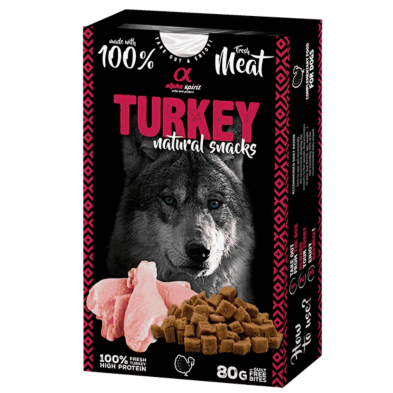 Alpha Spirit Snack Natural Perro Pavo 6x80gr – Sabores Naturales y Nutritivos para tu Perro