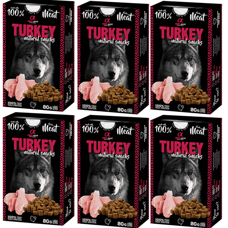 Alpha Spirit Snack Natural Perro Pavo 6x80gr – Sabores Naturales y Nutritivos para tu Perro