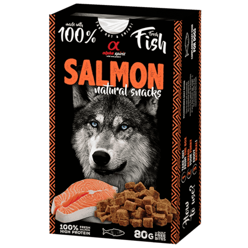 Alpha Spirit Snack Natural Perro Salmon 6x80gr – Sabores Naturales y Nutritivos para tu Perro