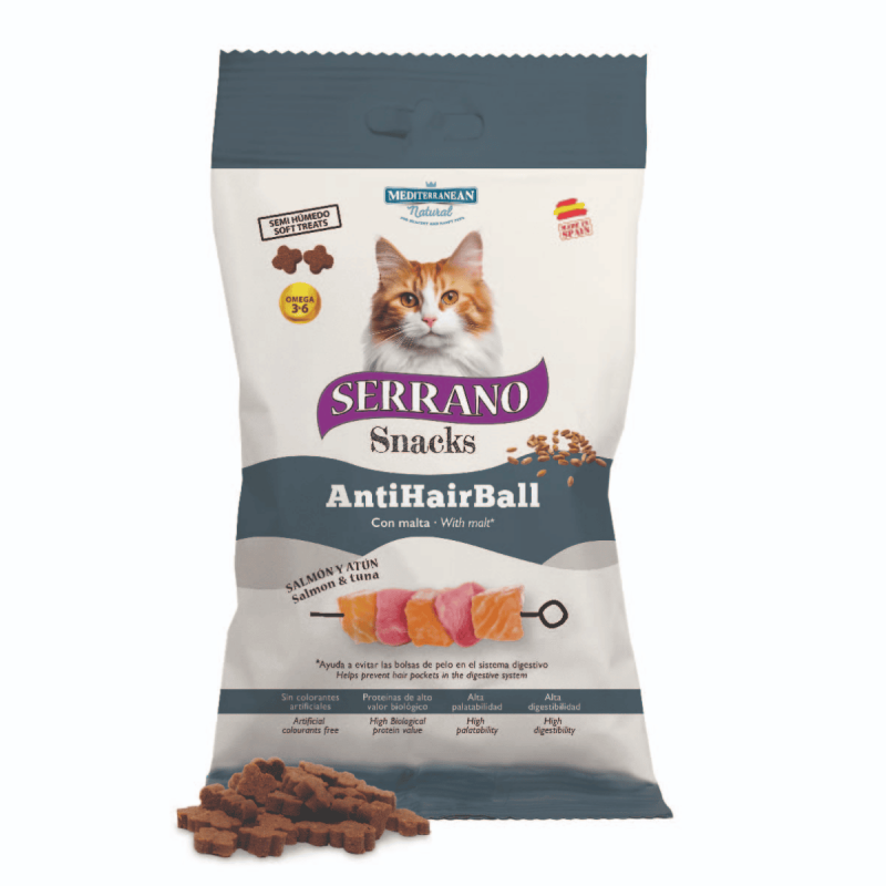 MNS Serrano Snacks Salmón 50g - Reduce las Bolas de Pelo