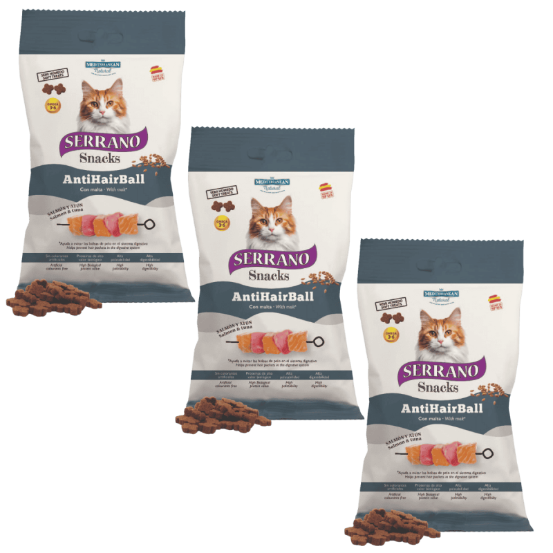 MNS Serrano Snacks Salmón 50g - Reduce las Bolas de Pelo