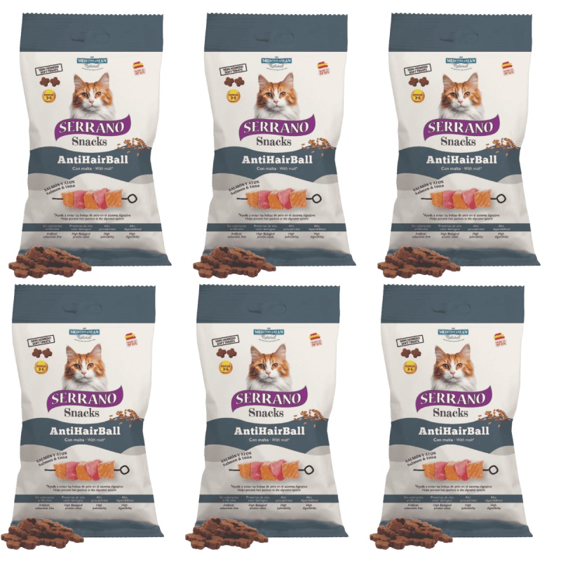 MNS Serrano Snacks Salmón 50g - Reduce las Bolas de Pelo